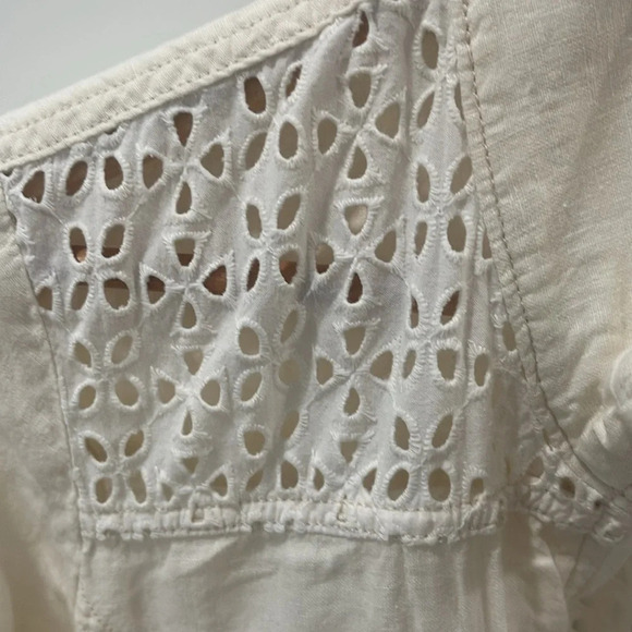 Lucky Brand Linen Eyelet Ivory Military Jacket Sz Medium 10% Cotton 100% linen - Picture 6 of 16